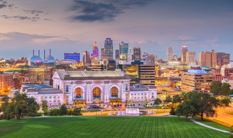 View of Kansas City Metro at night.