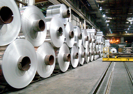 Lots of rolls of flat rolled aluminium