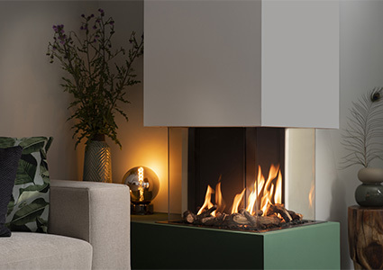 Cosy modernist fireplace