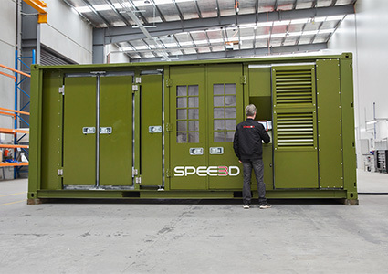 An XSPEE3D containerised CSAM printer. Photo © SPEE3D