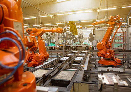 Robots in a factory