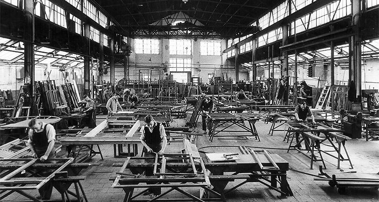 Old Black & White image of crittalwindows factory