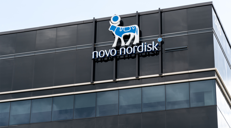 Novo Nordisk logo on building to support news article