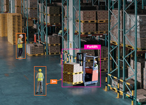 Hanwha Vision's Factory & Safety AI Pack can alert if someone is too close to a forklift, and provide alerts