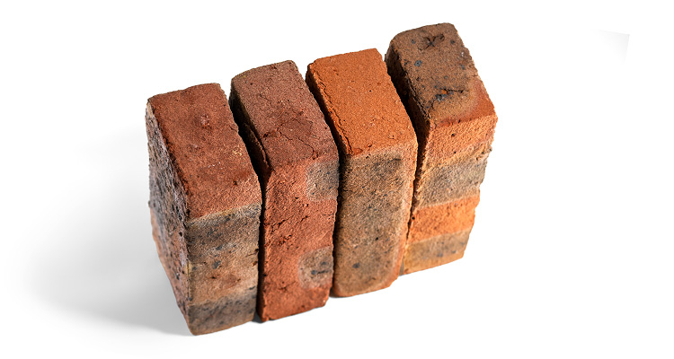 Row of four building bricks