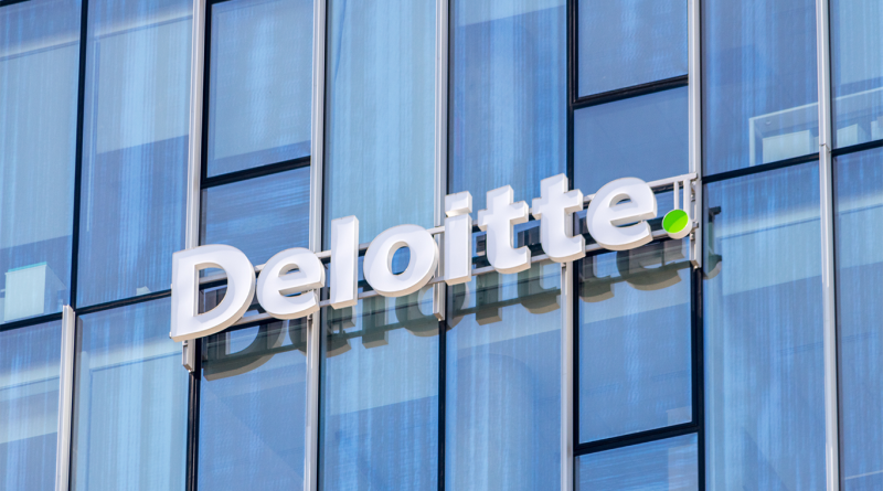 Deloitte sign on side of building to support Industry 4.0 article