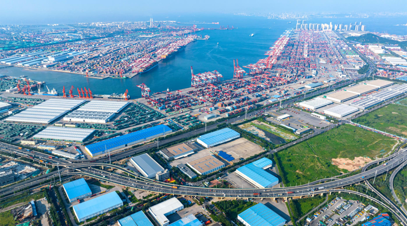 Birds-eye view of China to support China's manufacturing article