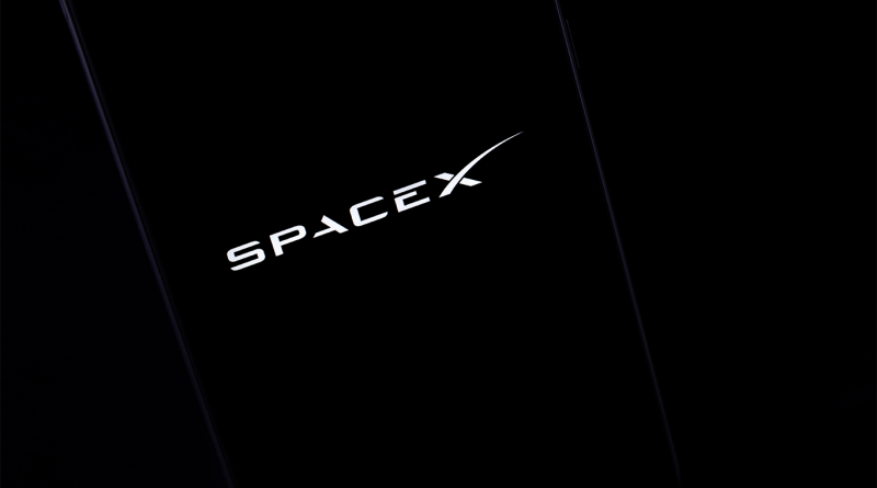 SpaceX logo on black background to support 3D printing article