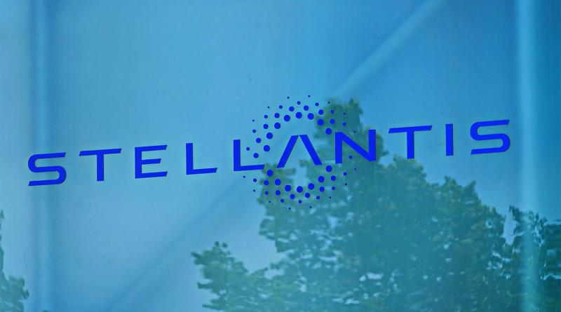 Stellantis logo on building to support manufacturing AI article