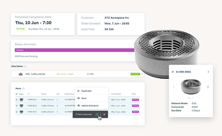 Order Management inside Oqton Manufacturing OS