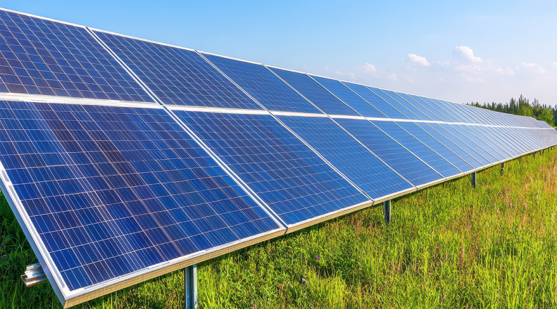 solar manufacturing panels in grassy open air to support Freyr Battery article