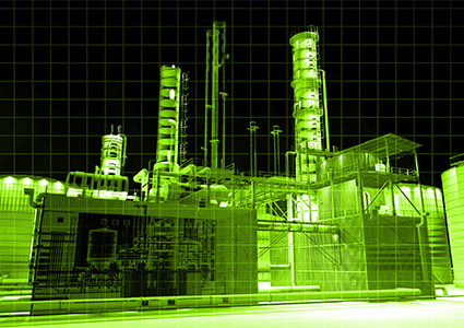 Green screen 3D factory building construction scan from infraead camera technology