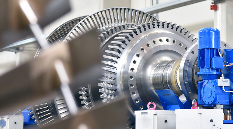 Gas turbine manufacturing close-up to support GE Vernova article