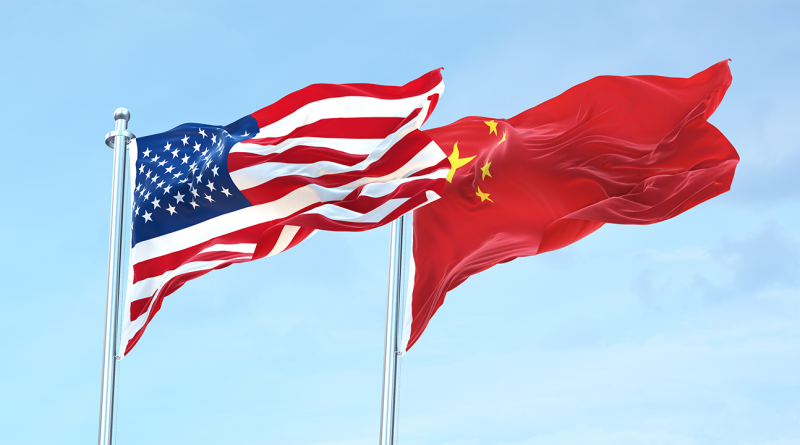 US-China flags next to each other