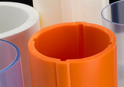 Orange extruded plastic tube