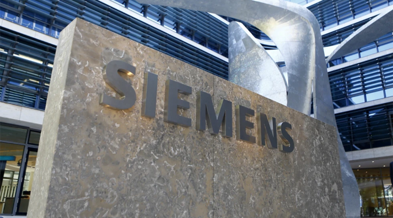 Siemens logo outside offices to support US manufacturing article