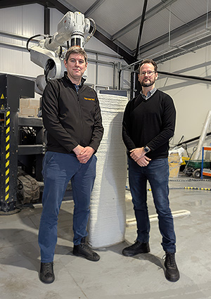 Steve Hodge (CEO) and Ben Harries (Head of 3D Construction Printing) at Versarien's 3DCP facility in Gloucestershire