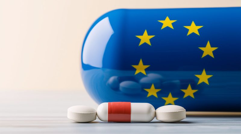 Pharmaceutical pills with European flag on to support AstraZeneca CEO comments article