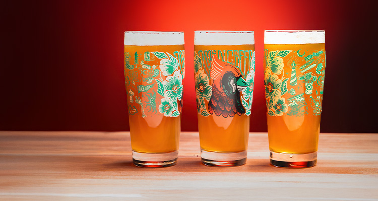 Branded pint glasses