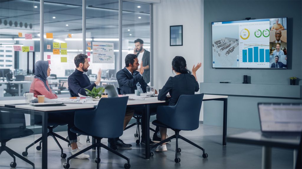 Critical Manufacturing Team gathered together on collaborative call