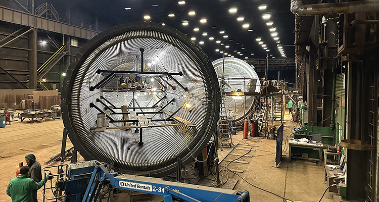 machining of a large heat exchanger shell