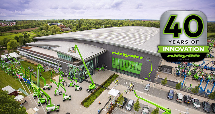 Safety and sustainability are at the heart of Niftylift’s innovative work platform solutions Niftylift's 40th-anniversary celebration at their headquarters in Shenley Wood, Milton Keynes
