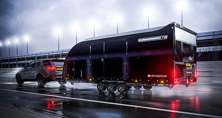 How Brian James Trailers conquered the American market without compromising European engineering excellence a Brian James Race Transporter 7, an enclosed car trailer designed for transporting vehicles.