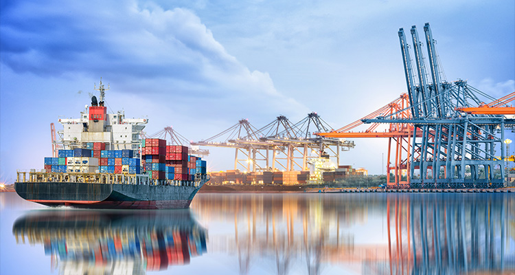 From static plans to adaptive decision-making. By Will Lovatt a container ship in a port with cranes for loading and unloading cargo