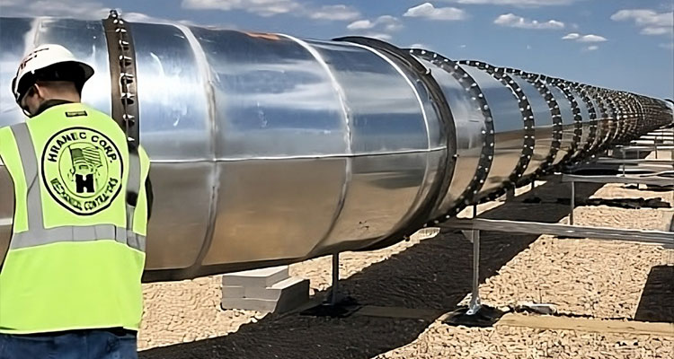 By sourcing locally, Hranec ensures quality, reliability, and shorter lead times than competitors a section of a Hyperloop system being constructed, with a worker from Hranec Corp. in the foreground