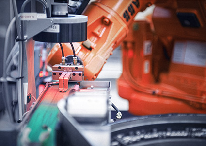 an industrial robotic arm