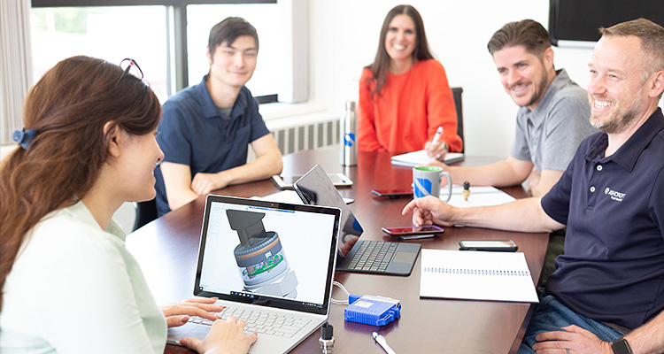 a team collaborating in a modern office environment