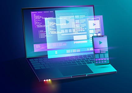 an illustration representing the concept of cross-platform application development