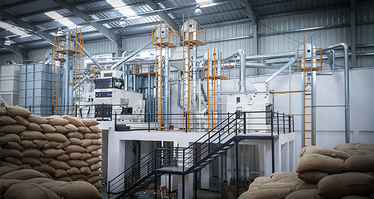 a turnkey green coffee processing plant engineered by Cimbria