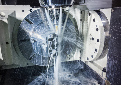 a 5-axis CNC milling machine in operation