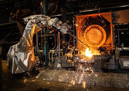 the Inductotherm ARMS (Automated Robotic Melt Shop) System in operation