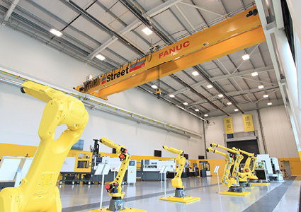 yellow double-girder overhead cranes supplied by Street Crane