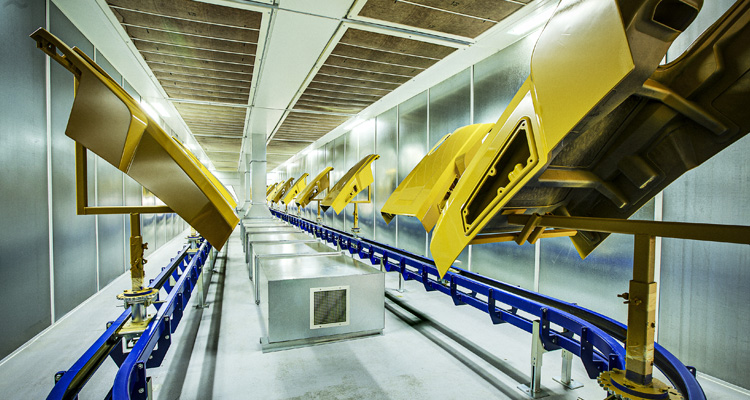 a conveyorized industrial paint line
