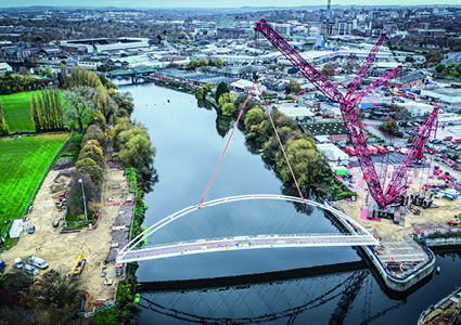 the landmark moment in November 2025 when the new Waterside Bridge was lifted into place over the River Trent in Nottingham