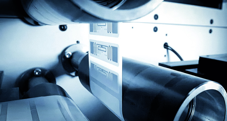 an industrial RFID label production machine manufacturing smart labels