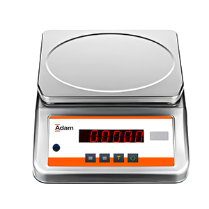 a stainless steel digital precision balance scale from Adam Equipment