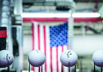 Callaway Chrome Soft golf balls featuring a USA flag TruTrack design