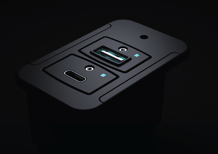 an intelligent in-seat power system designed for aircraft cabins, specifically the Transform model by IFPL