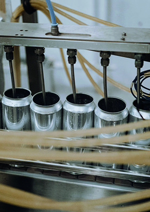 a segment of an automated beverage production line