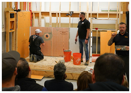 a hands-on training workshop for installing Schluter Systems waterproofing products