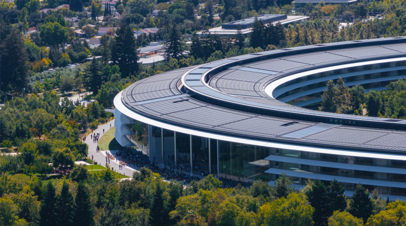 Aerial View of Apple Park and Surrounding Landscape in Cupertino