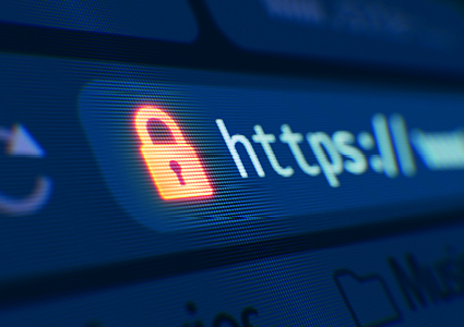 a close-up, slightly angled shot of a web browser's address bar displayed on a digital screen.
