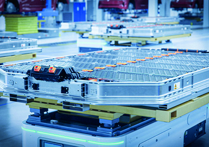 a highly automated automotive assembly facility focusing on electric vehicle (EV) battery production lines