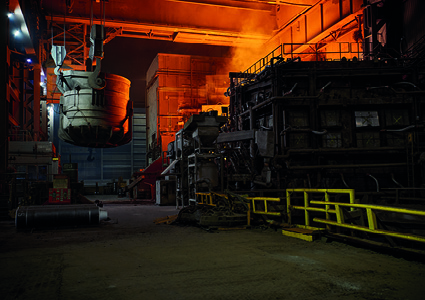 the interior of a steelmaking facility