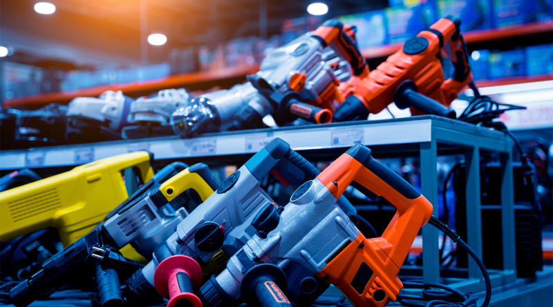 Power hammer drill set at the showroom