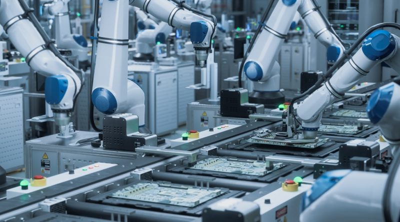 robot arms on manufacturing production line